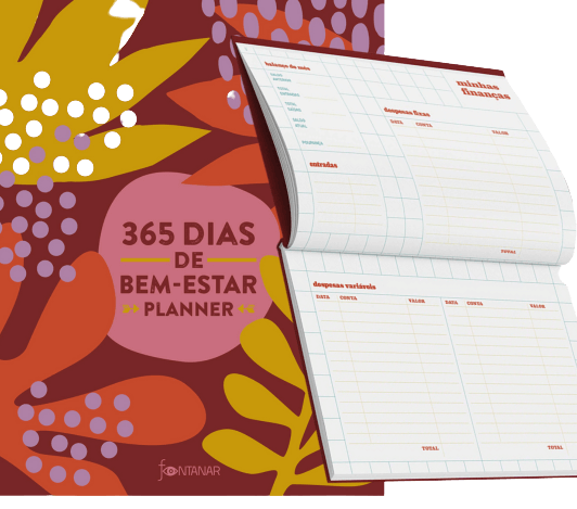 365 dias de bem-estar Planner Anual com capa colorida