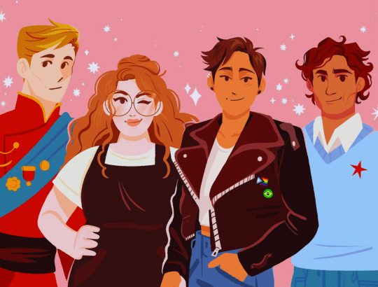 desenho dos personagens principais do livro vermelho branco e sangue azul