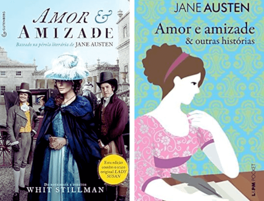 2 capas dos livros de Jane Austen Amor e Amizade
