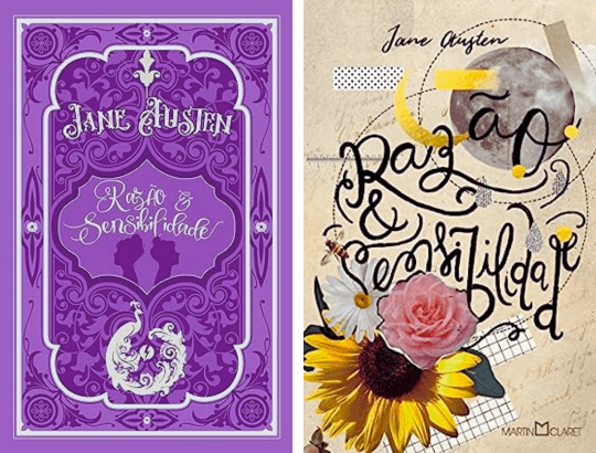 2 capas dos livros de Jane Austen Razão e sensibilidade